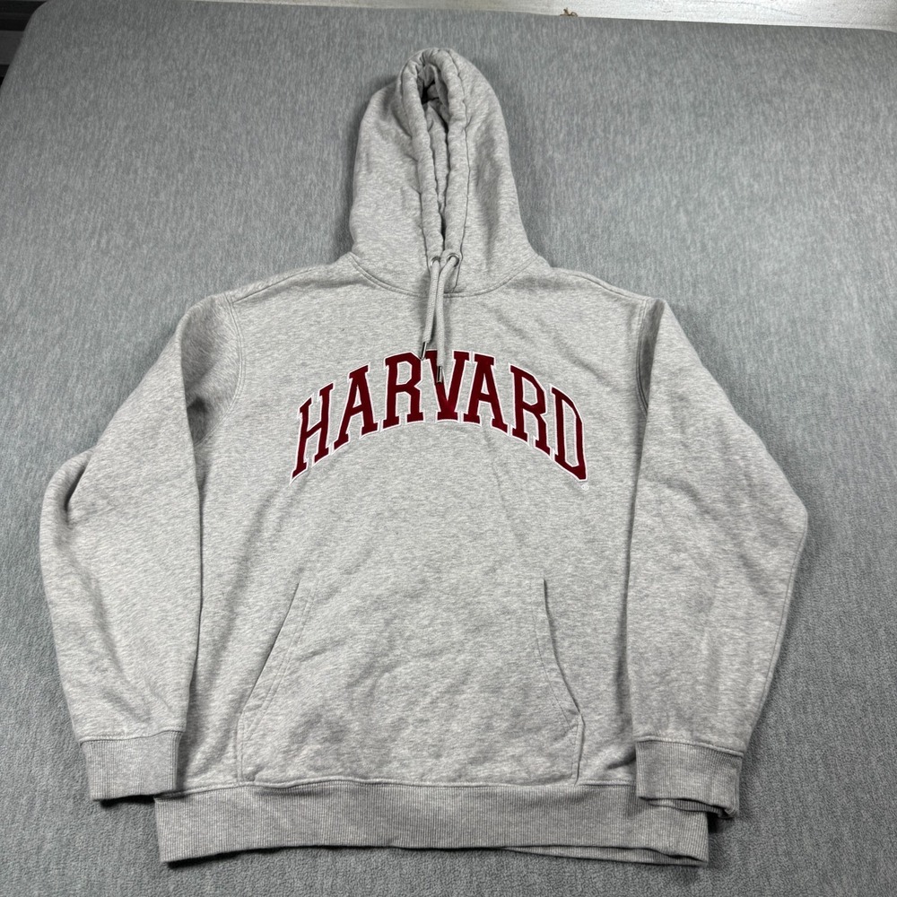 H&M Sweatshirt Womens XS‎ Grey Harvard University Graphic Fleece Pullover Hoodie